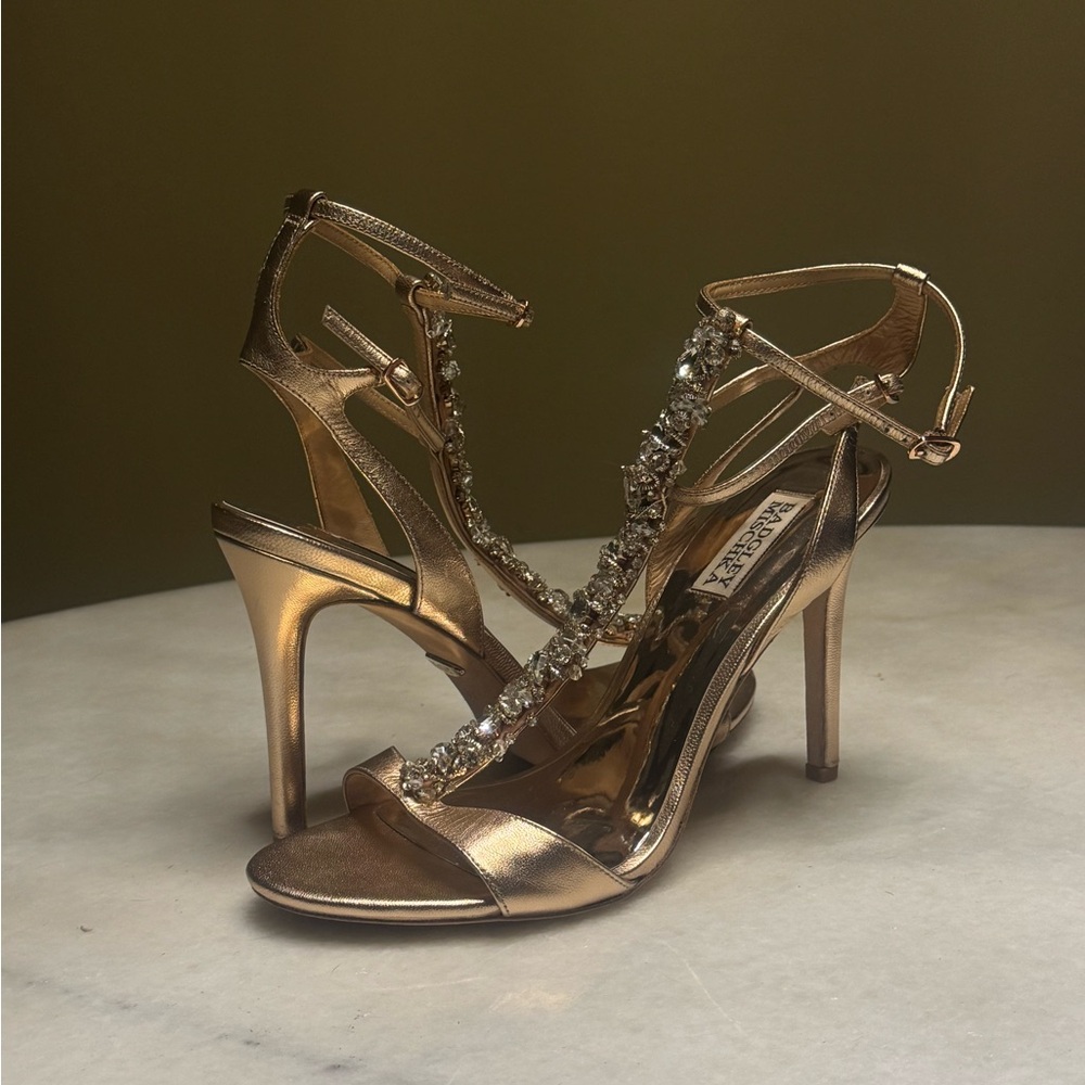 Badgley Mischka Gold Embellished Heels